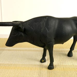 Vintage Solid Brass Bull / Oxen Statue Symbol Of Strength Painted Black Solid / Heavy