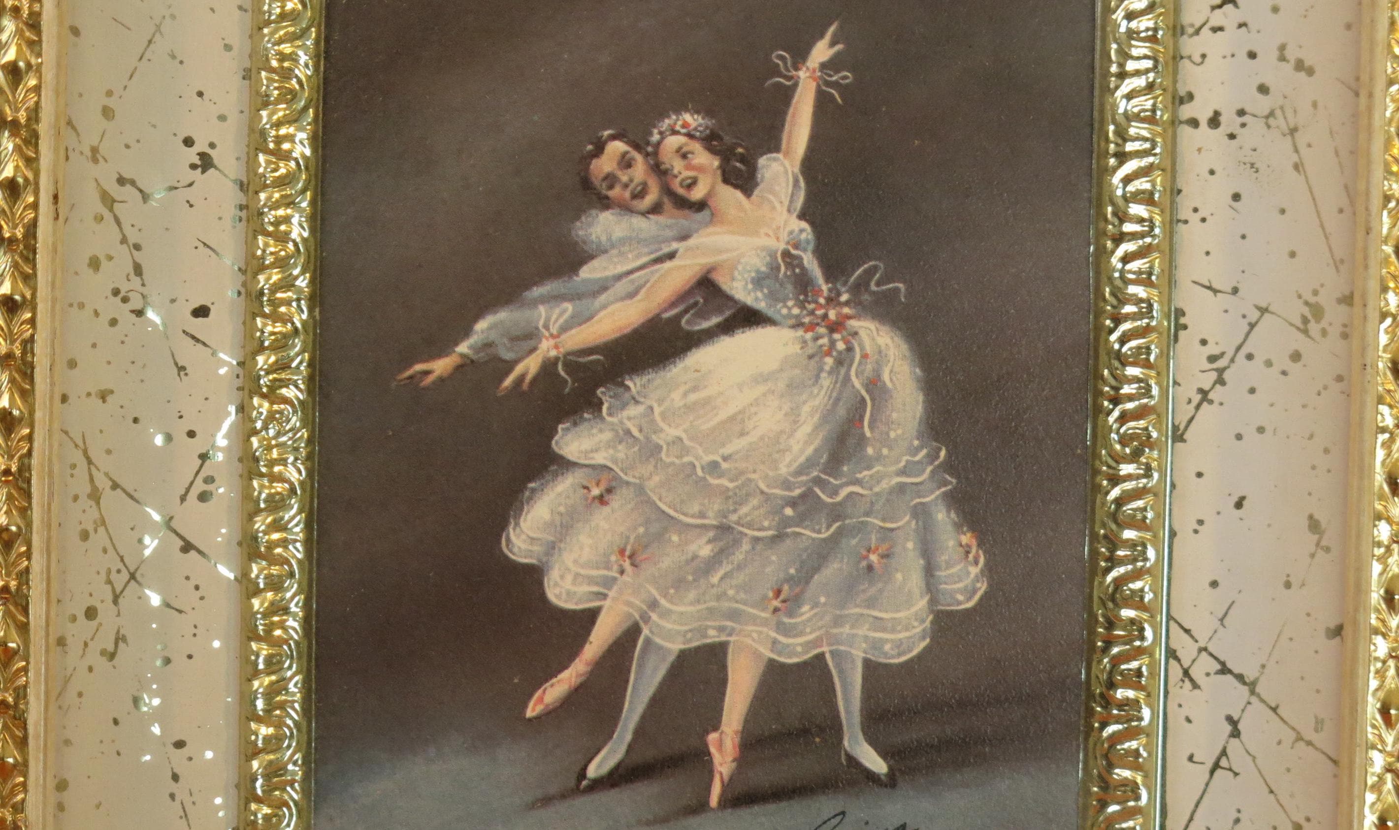 バレリーナ アート 木製フレーム ヴィンテージ アンティーク