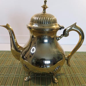Vintage Heavy Brass Kettle Teapot With Silver Plated Interior-Traditional Handmade Teapot-Made In India