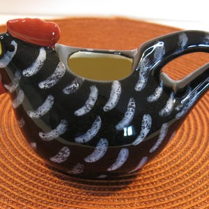 Vintage Rooster Noir Ceramic Creamer Black Farmhouse Hen/ Rooster Kitchen Decor