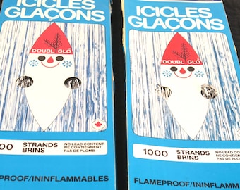 2 Unopened Boxes of Vintage Flameproof Tinsel Icicles: Doubl-glo Christmas Tree Decor