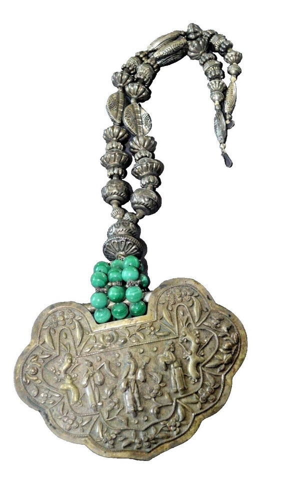 Old Unique Tibetan Gau Box Pendant Necklace With M