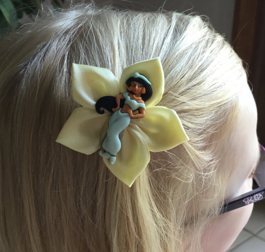 Yellow Jasmine Hair Clip/Hair Bow Kanzashi Aladdin Genie Etsy
