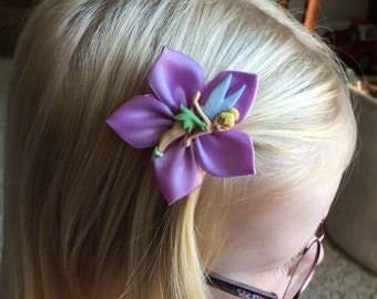 Tinkerbell Hair Clip/Hair Bow, Disney, Kanzashi, Girls