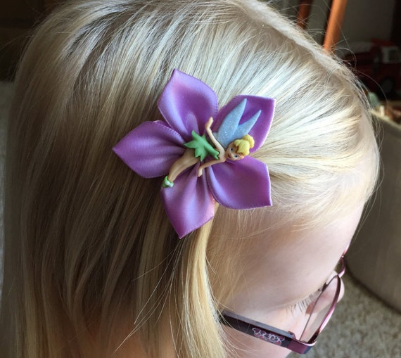 Tinkerbell Hair Clip/hair Bow, Disney, Kanzashi, Girls - Etsy display picture 1