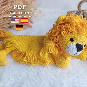 CROCHET PATTERN Lion Security Blanket | Crochet Lovey Lion Pattern | Crochet Lion Blanket | English (US terms), Español, Deutsch pdf Pattern