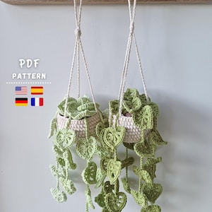 Häkelmuster, Monstera-Pflanzen in Hängetöpfen | Monstera-Häkelmuster | Gehäkelte Hängetöpfe | Häkelpflanzenmuster