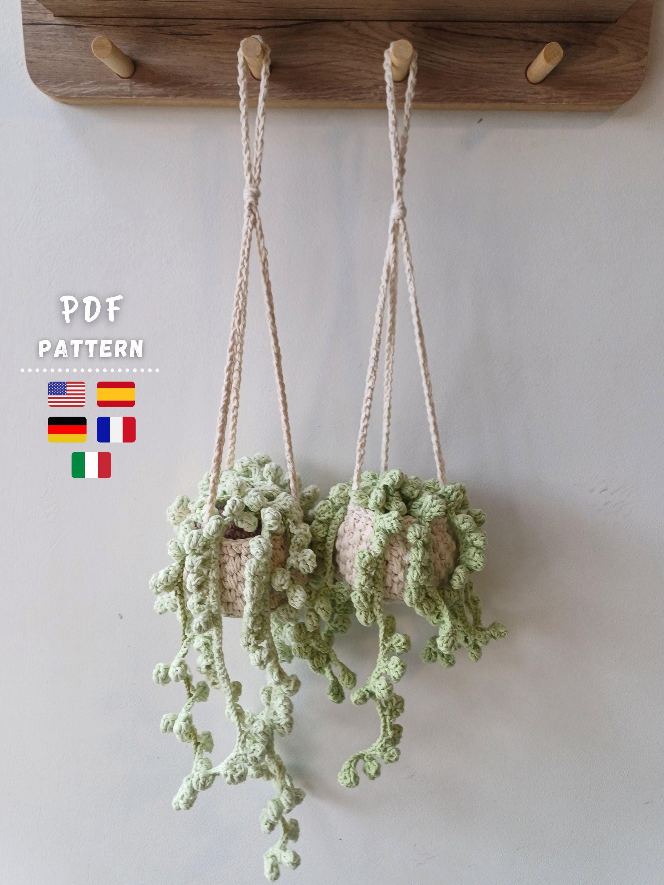 9 String of Pearls Crochet Patterns for Hanging Plants, Mini Pots, and Car Charms 7 Crochet Pattern String of Pearls Basket Pattern Crochet