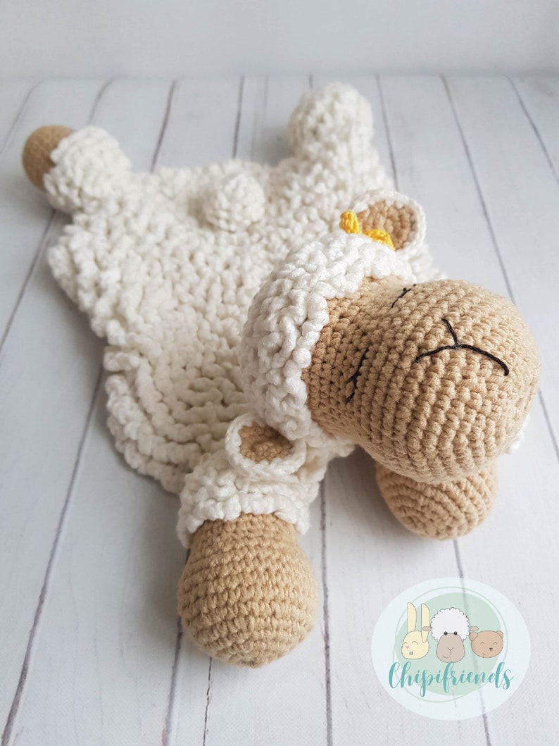 CROCHET PATTERN Sheep Security Blanket, PDF Pattern, Cute blanket English, German, Spanish, French and Portuguese tutorial Chipifriends image 4