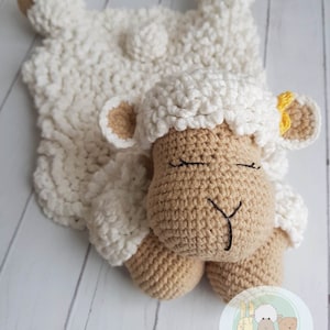 CROCHET PATTERN Sheep Security Blanket, PDF Pattern, Cute blanket English, German, Spanish, French and Portuguese tutorial Chipifriends image 3