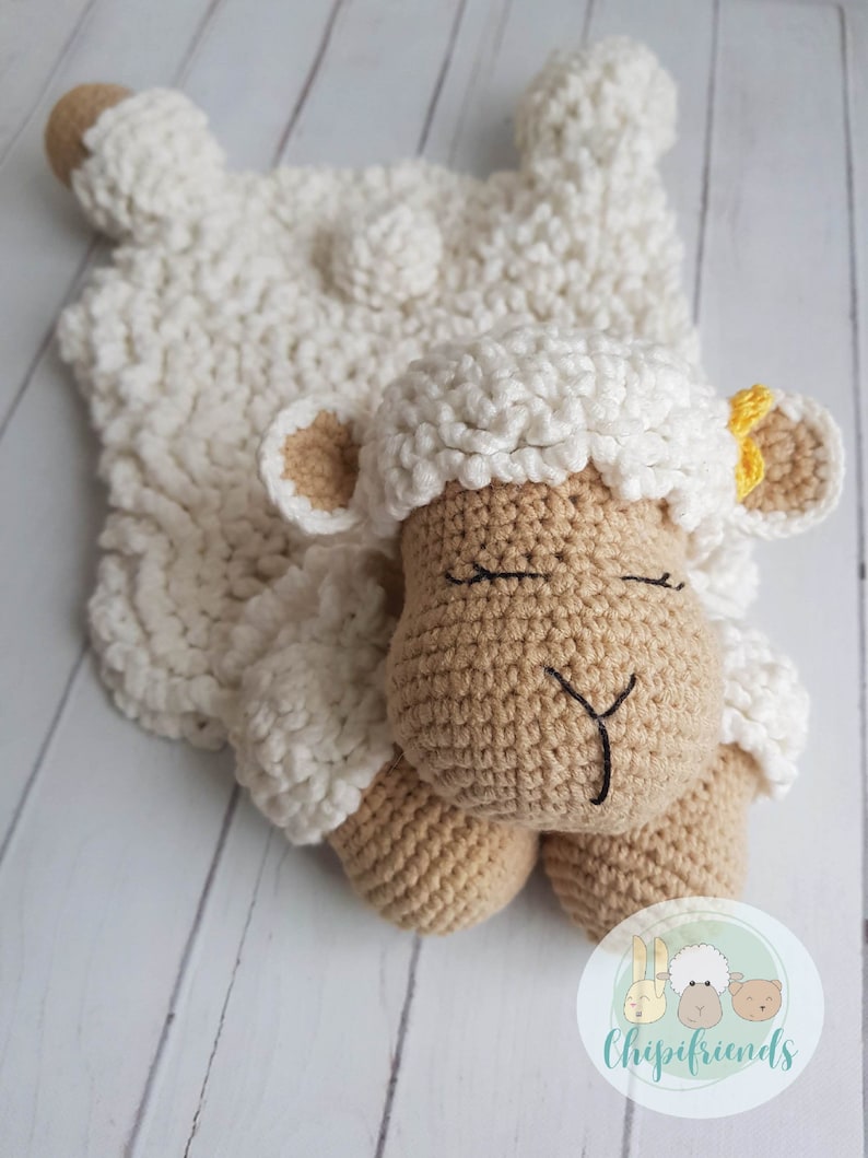 CROCHET PATTERN Sheep Security Blanket, PDF Pattern, Cute blanket English, German, Spanish, French and Portuguese tutorial Chipifriends image 3