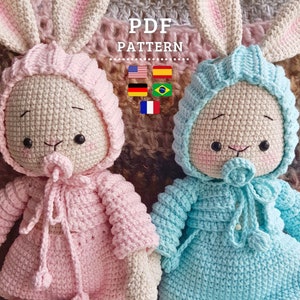 CROCHET PATTERN, Lovely Twins Bunnies, Amigurumi Baby Bunnies, Seamless Crochet Toys - PDF Tutorial, English, Spanish, Portuguese and German