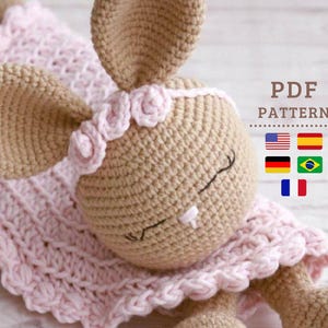 CROCHET PATTERN, Lovey Bunny Security Blanket Amigurumi, Cute Baby Gift | DiY How-to PDF tutorial, Multilingual Pattern - Chipifriends