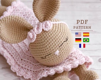 CROCHET PATTERN, Lovey Bunny Security Blanket Amigurumi, Cute Baby Gift | DiY How-to PDF tutorial, Multilingual Pattern - Chipifriends