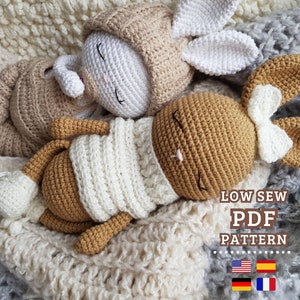 CROCHET PATTERN, Amigurumi Cute Baby Bunnies, Seamless Crochet Toys - English, Spanish, German and French Tutorial