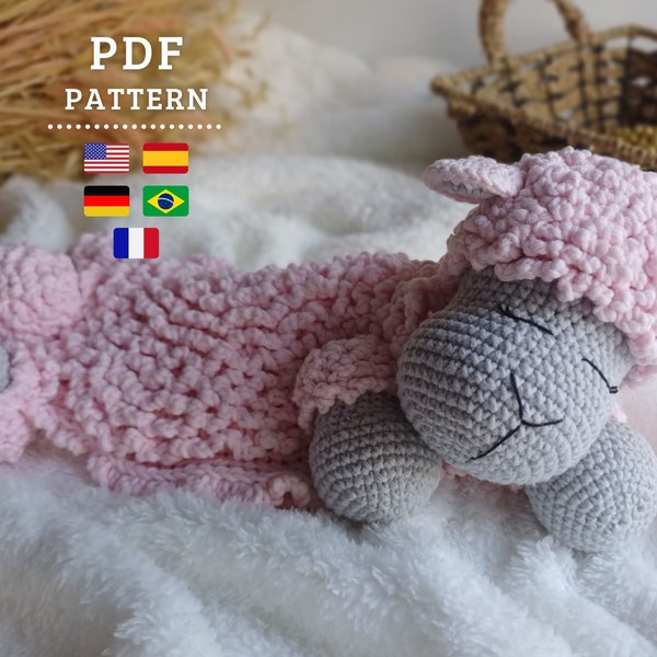 Crochet PATTERN - Lovey Sheep Pattern - Crochet Doudou Pattern - Cuddly Sheep for Baby Pattern - Baby toy - Crochet Snuggler - Chipifriends