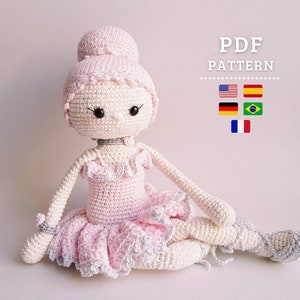 CROCHET PATTERN, Ballerina Amy - Amigurumi Doll - English, Spanish, German, French and Portuguese PDF Tutorial