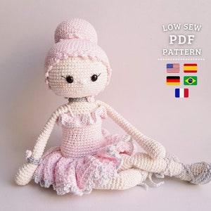 CROCHET PATTERN, Ballerina Amy - Amigurumi Doll - English, Spanish, German, French and Portuguese PDF Tutorial - Chipifriends