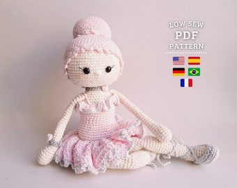 Crochet PATTERN Adorable Ballerina Amy Amigurumi Doll - English, Spanish, German, French and Portuguese PDF Tutorial - Chipifriends