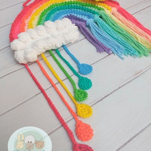 CROCHET PATTERN Rainbow with Smiling Sun and Cloud, Crochet Wall hanging, Pastel Colors, Crochet Tapestry PDF Pattern, Chipifriends image 3