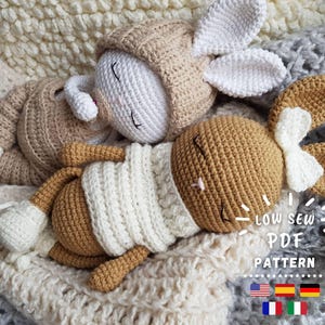 Schema all'uncinetto, Coniglietti Amigurumi, Bambole all'uncinetto senza cucire - Tutorial PDF in spagnolo, inglese, tedesco e francese - Chipifriends