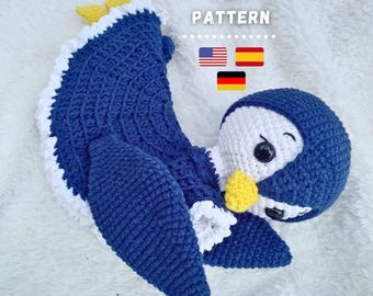 Patron de couverture pingouin au crochet | Patron de couverture | Adorable pingouin au crochet | Jouet pour bébé au crochet | PDF multilingue