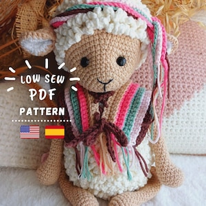 CROCHET PATTERN, Amigurumi Indian Sheep, Tina the Sheep Pattern, PDF Tutorial in English and Spanish - Chipifriends