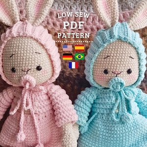 CROCHET PATTERN, Lovely Twins Bunnies, Amigurumi Baby Bunnies, Seamless Crochet Toys - PDF Tutorial, English, Spanish, Portuguese and German