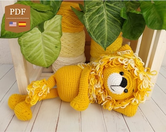 CROCHET PATTERN Simmon the Lion, Amigurumi Lion Tutorial, English and Spanish Version PDF