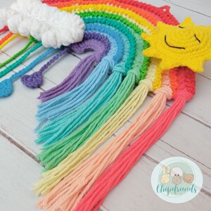 CROCHET PATTERN Rainbow with Smiling Sun and Cloud, Crochet Wall hanging, Pastel Colors, Crochet Tapestry PDF Pattern, Chipifriends image 2