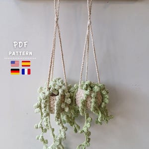 Patrón Crochet, Planta Collar de Perlas Suculenta | Patrón Suculenta Crochet | Planta Colgante Crochet | Cesta para Plantas de Ganchillo DIY