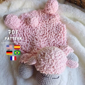 Häkelanleitung, Kuscheldecke Schaf, Kuschelschaf für Baby, Englisch, Deutsch, Spanisch, Französisch und Portugiesisch, Chipifriends