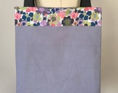 Gray and floral trim Market Bag, Tote Bag, Beach Bag, Project Bag