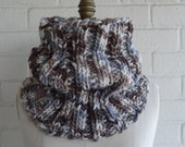 Handmade, One of a Kind, Warm and Cozy Multi-Color Gray Heather Color Wool Cowl Neck Warmer Scarf, Made in USA- 100% wool