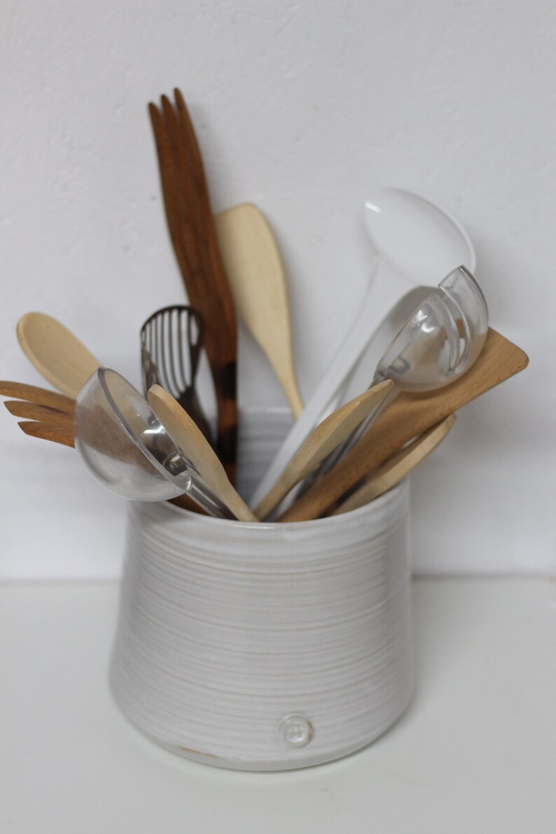Handmade utensil holder white utensil holder ceramic utensil Etsy