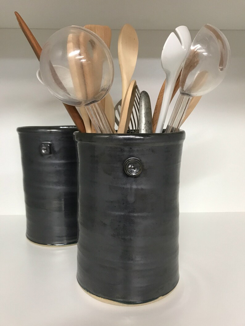 Handmade Utensil Holder Utensil Holder Black Utensil Holder Etsy