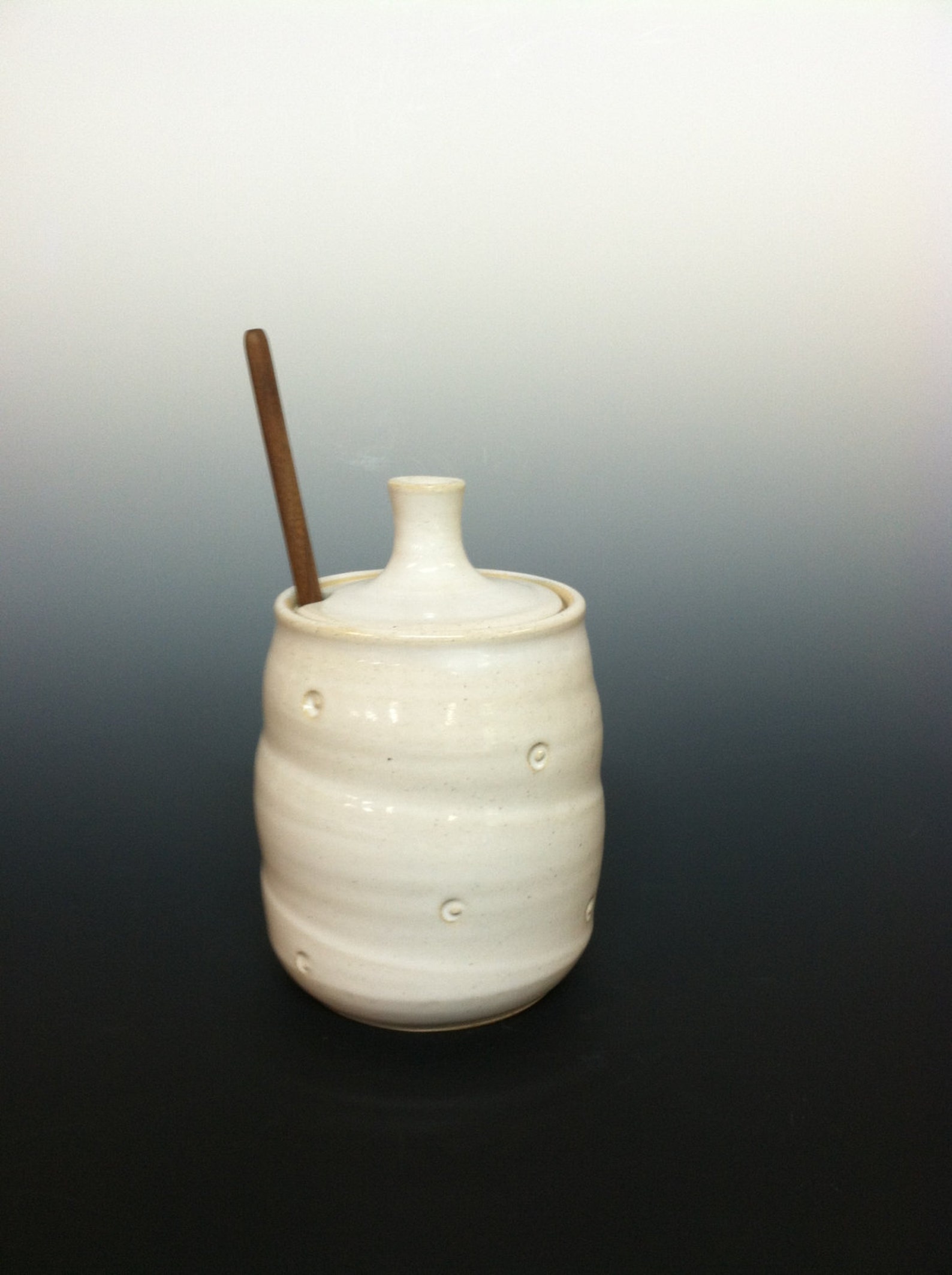Handmade honey pot honey jar cottage kitchen white honey Etsy