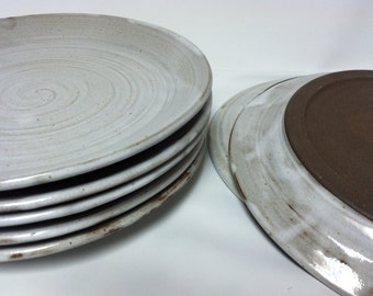handmade dinner plates, pottery dinnerware, ceramic plate, pottery dishes, place set, wedding registry, rustic dinnerware, white dinnerware