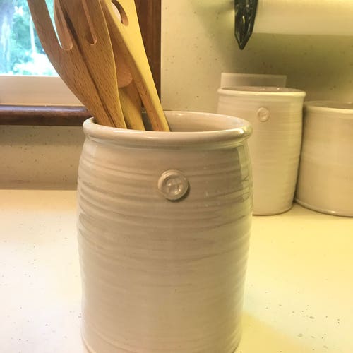 Handmade Utensil Holder White Utensil Holder Ceramic Utensil Etsy