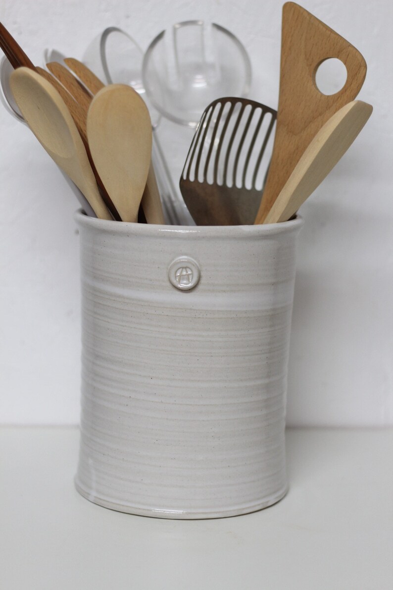Handmade Utensil Holder White Utensil Holder Ceramic Utensil Etsy
