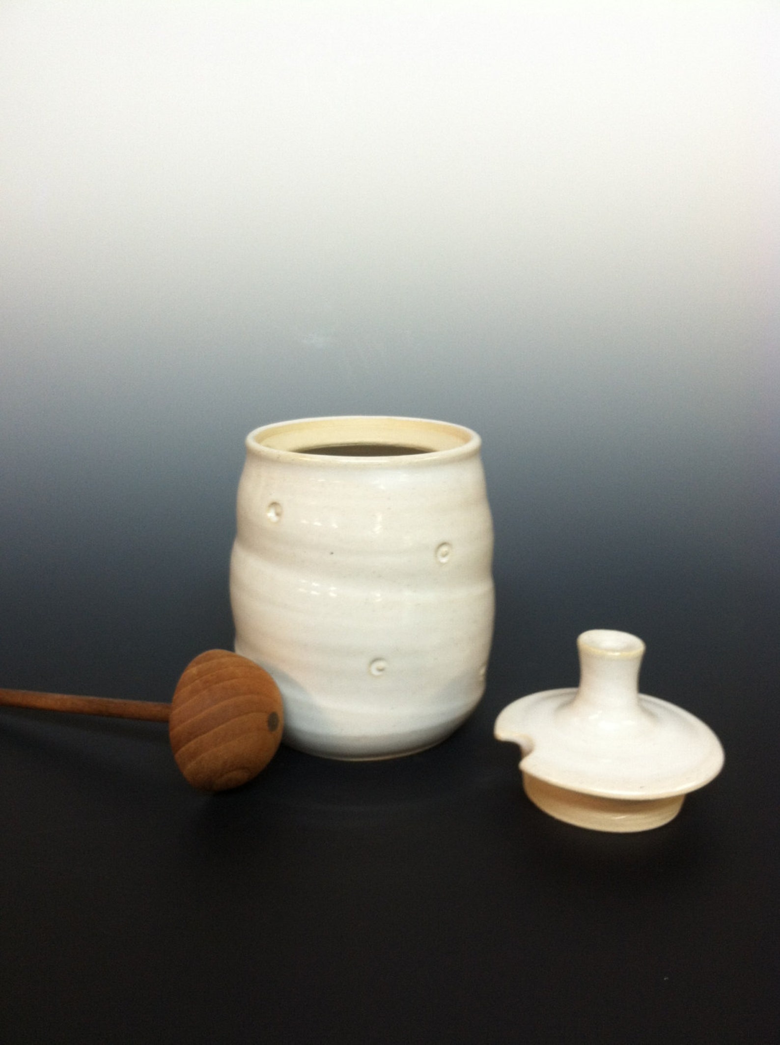 Handmade honey pot honey jar cottage kitchen white honey Etsy