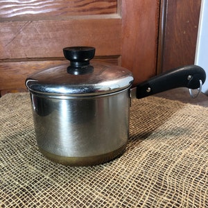 Vintage Revere Ware 7.25 Stainless Steel Sauce Pan Copper Bottom & Lid USA