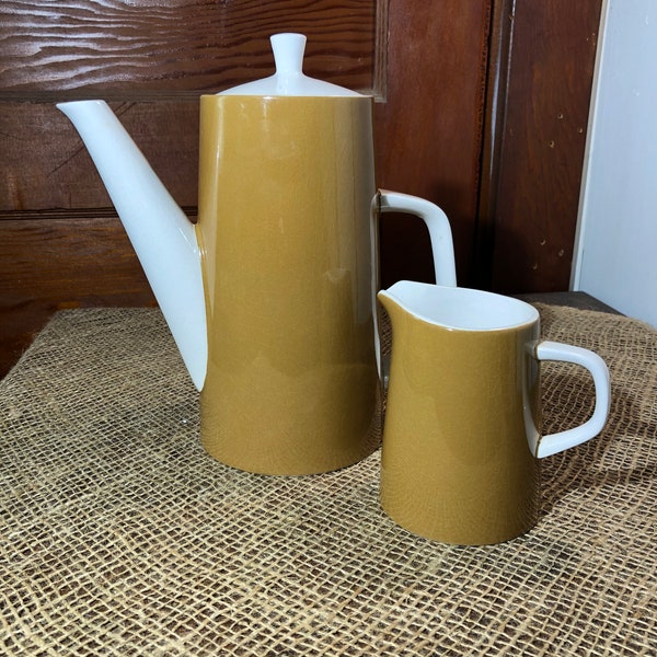 Vintage Mikasa brauner Cera-Stein Kaffee/ Teekanne und Milchkännchen