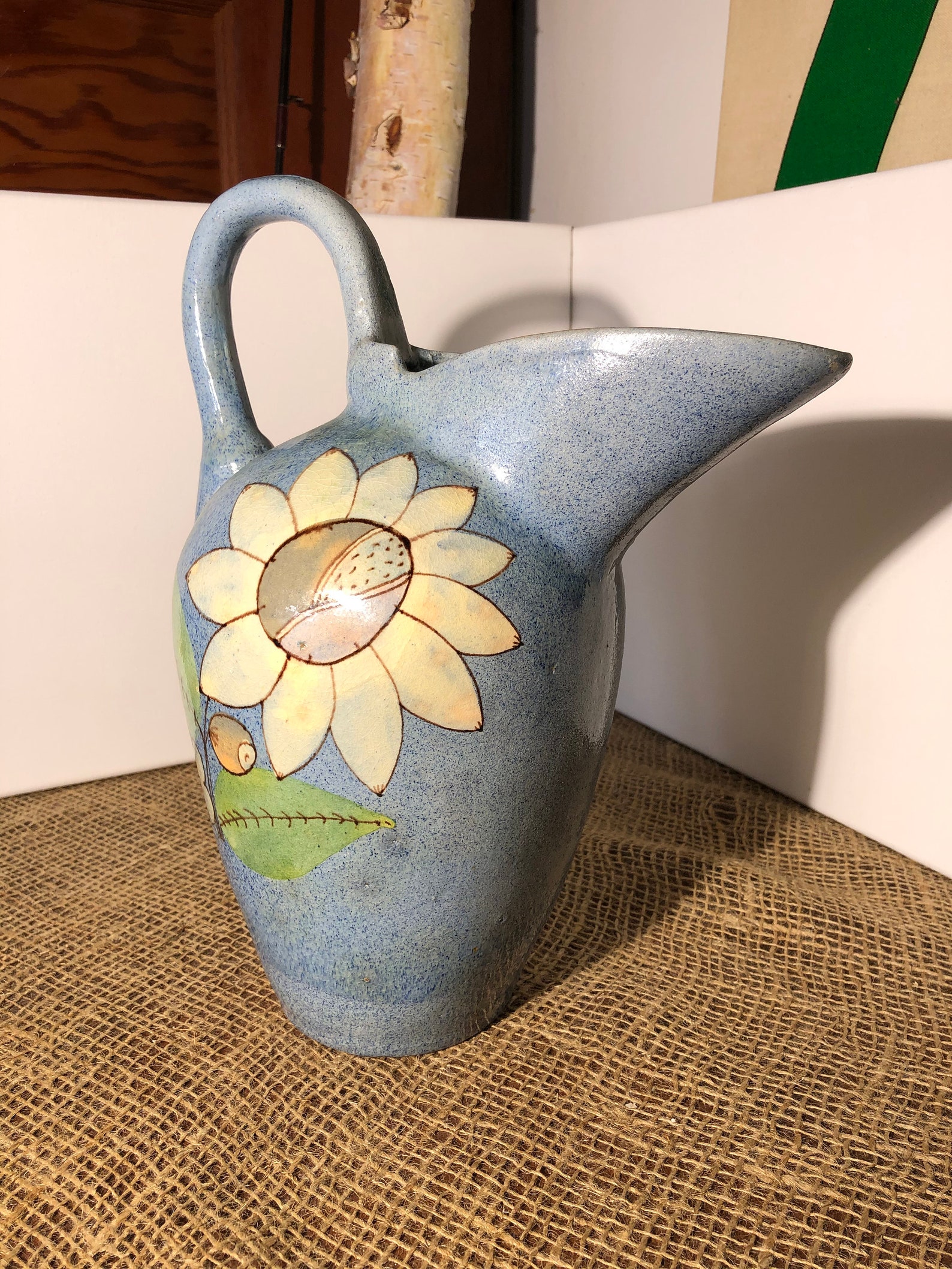 Hand painted pottery drink pitcher made in Mexico Etsy