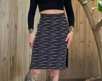 Y2K 2000’s Stretchy Black Pencil Skirt with Dots