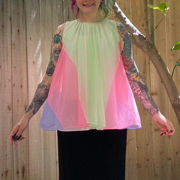 Vintage 1960’s Colorful Neon Nightgown Top