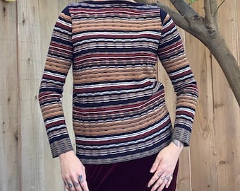 Vintage 1970’s Brown and Black Striped Sweater