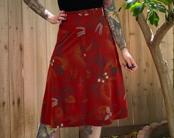 Vintage 1970’s Burnt Orange Fall Print Skirt