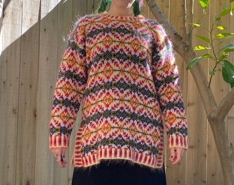Vintage 1990’s Rainbow Knit Mohair Sweater