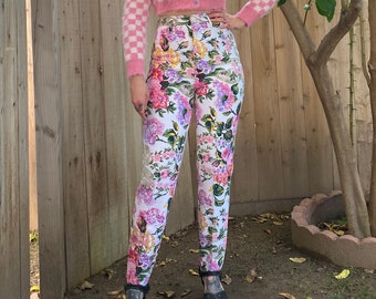 Vintage 1990’s Pink and White Floral Jeans